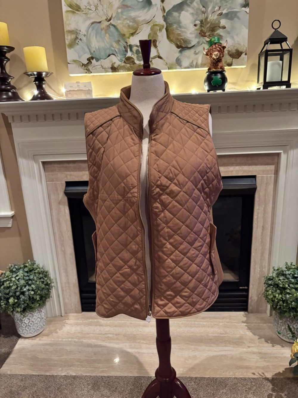 *NEW* Chico's Quilted Rib Trim Vest - Camel - Plus Size 4 (See Chart)